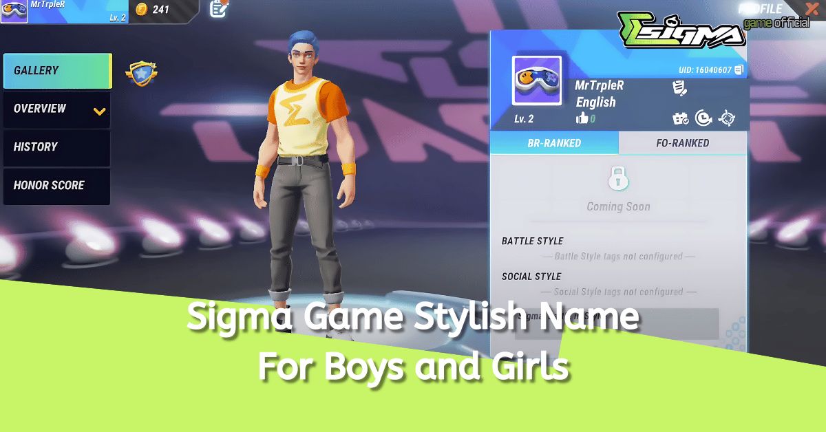 Sigma Game Stylish Name For Boys and Girls